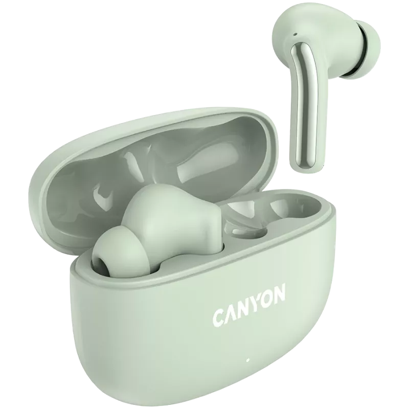 Canyon TWS-9 CNS-TWS9G Auriculares – True Wireless – Bluetooth 5.4 – In-Ear – 6h + 30h de autonomía – estuche de carga USB-C – control táctil – verde