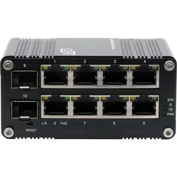 Switch Gigabit SFP PoE+ industrial Exsys EX-62035MPOE-SFP — 8 puertos PoE+ + 2 SFP, gestión web