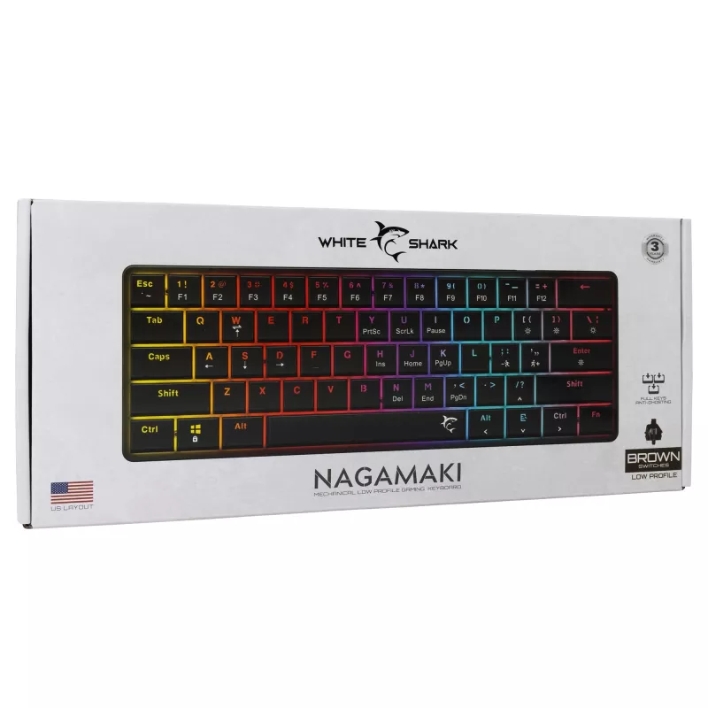 Teclado mecánico White Shark Nagamaki GK-006131 negro distribución US switches marrones
