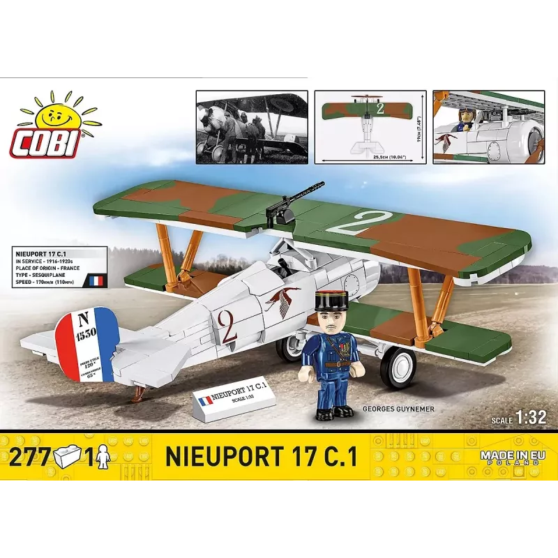 Set de construcción Cobi Blocks Nieuport 17 C.1 277 piezas — maqueta de avión, set de bloques coleccionable