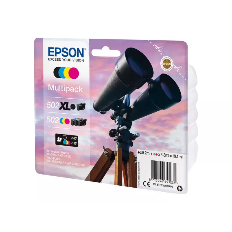 Cartucho de tinta Epson 502 XL 4 uds. original alto (XL) rendimiento negro, azul, magenta, amarillo
