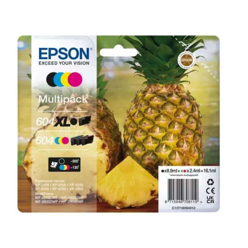 Epson 604XL Cartucho de tinta 4 uds. Original Alto rendimiento (XL) Negro, Cian, Magenta, Amarillo