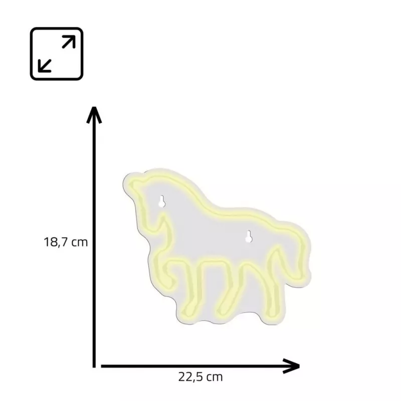 Cartel de neón LED MANTA SNL103WH – motivo caballo, blanco