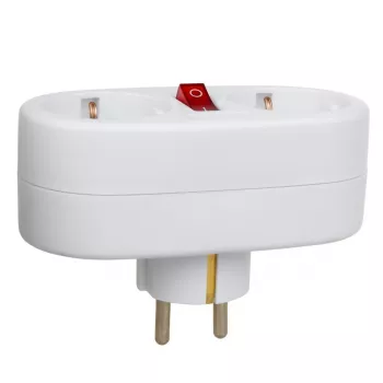Regleta MACLEAN MCE338 F — Tipo F, 2 tomas, 2×16A con interruptor automático