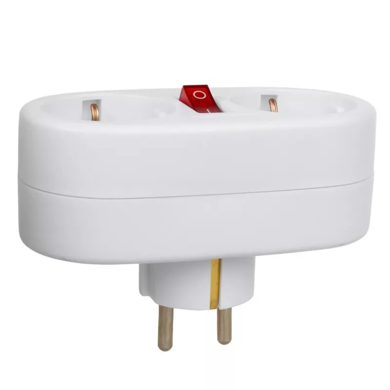 Regleta MACLEAN MCE338 F — Tipo F, 2 tomas, 2×16A con interruptor automático