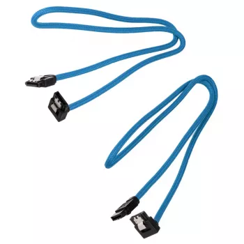 Cable SATA con funda premium en ángulo Corsair, azul 60 cm - pack de 2