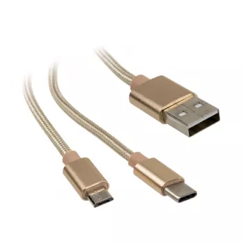 Cable USB Akasa AK-CBUB42-12GL 1,2 m USB 2.0 USB A USB C/Micro-USB B Oro (AK-CBUB42-12GL)