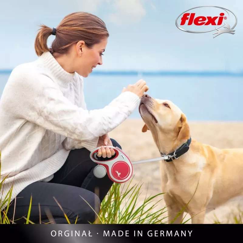 Flexi New COMFORT 8 m negra, correa retráctil gris para perro