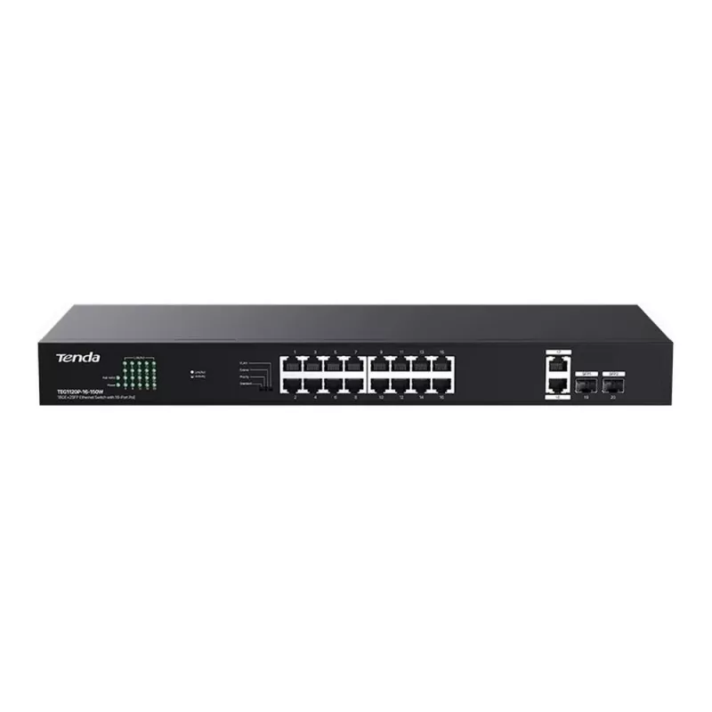 Switch TENDA TEG1120P-16-150W PoE+ Gigabit 16x 1Gb/s, 135W presupuesto PoE