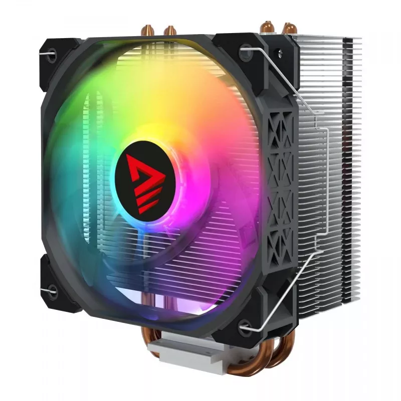 Disipador de CPU por aire SAVIO SAVGCOVORTEXX2ARGB con 4 heatpipes, ventilador ARGB de 120 mm, negro