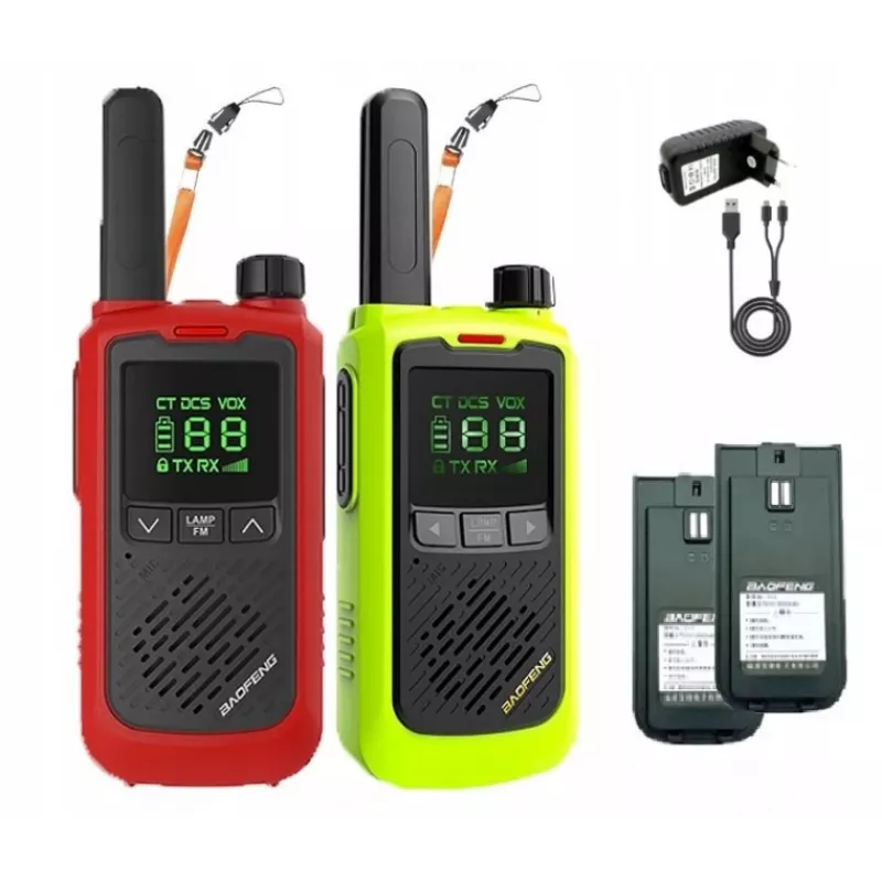 Walkie-talkie Baofeng BF-T17 — radiotransmisor infantil, 16 canales, 5 W, 400–470 MHz, batería de 1500 mAh, amarillo