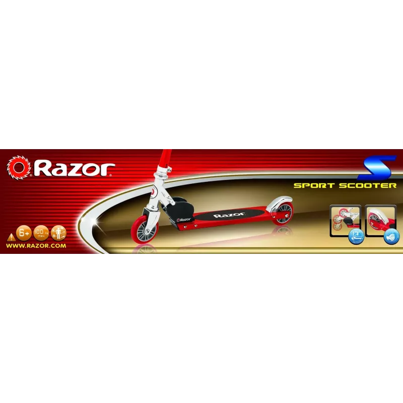 Razor S Sport 13073058 patinete, acero, plegable, freno de guardabarros trasero, rojo/negro