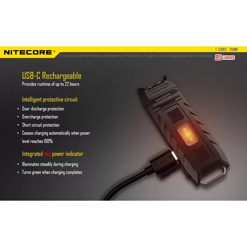 Linterna serie T 85 LUMENS/THUMB Nitecore
