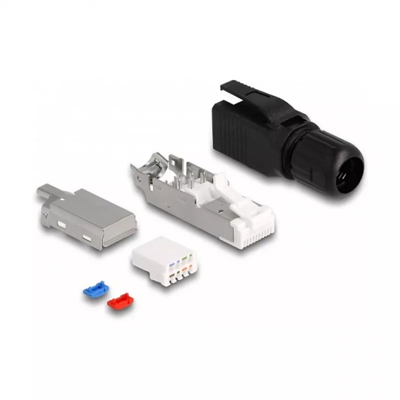 DeLOCK conector macho RJ45 de montaje en campo Cat.6A negro conector recto
