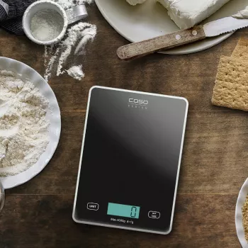 Báscula de cocina Caso fina Negra Rectangular Electrónica 03210