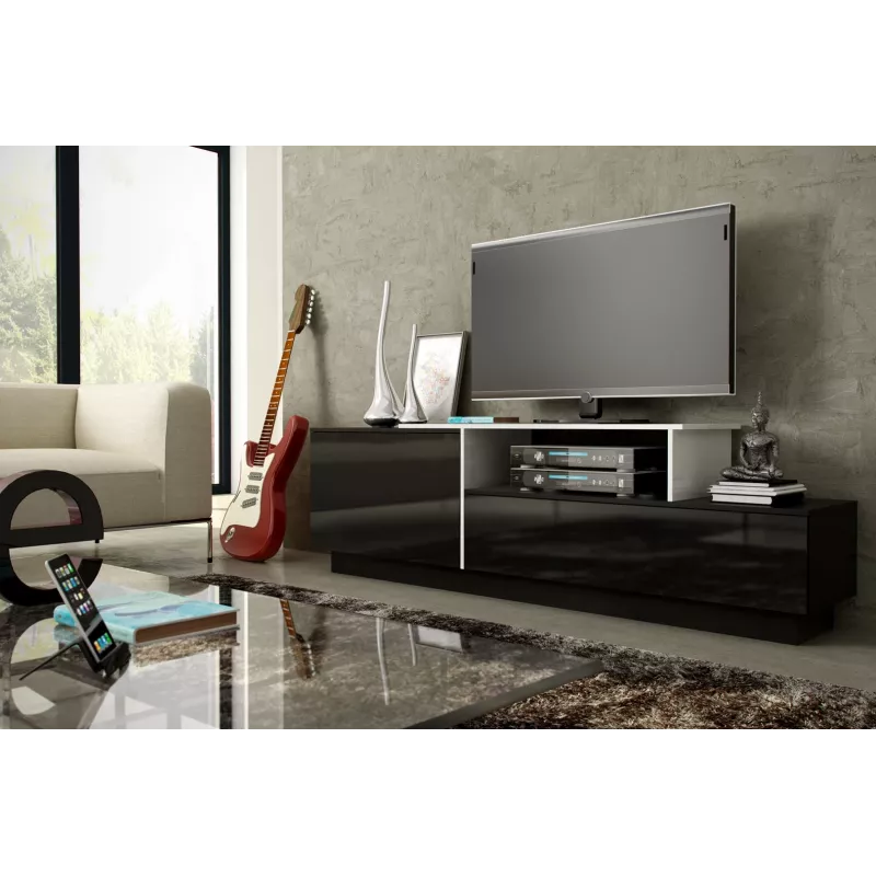 Mueble de TV Cama SIGMA 3 180 negro/negro brillante + blanco
