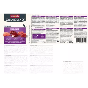 Comida húmeda para perros animonda GranCarno Senior ternera + cordero, lata de 800 g