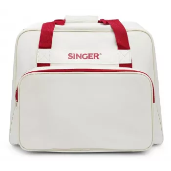 Funda de transporte SINGER 25010000204 para máquinas de coser portátiles, crema y rojo, ligera con asa