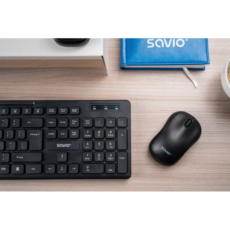 Savio MB-03 ratón óptico inalámbrico, receptor USB de 2,4 GHz, 1000 DPI, 3 botones, pila AA, 99x60x39 mm, 51 g, negro