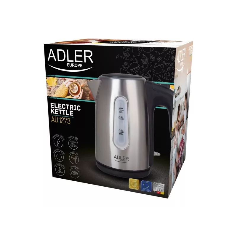 Hervidor eléctrico Adler AD 1273 1 L 1200 W negro avellana acero inoxidable