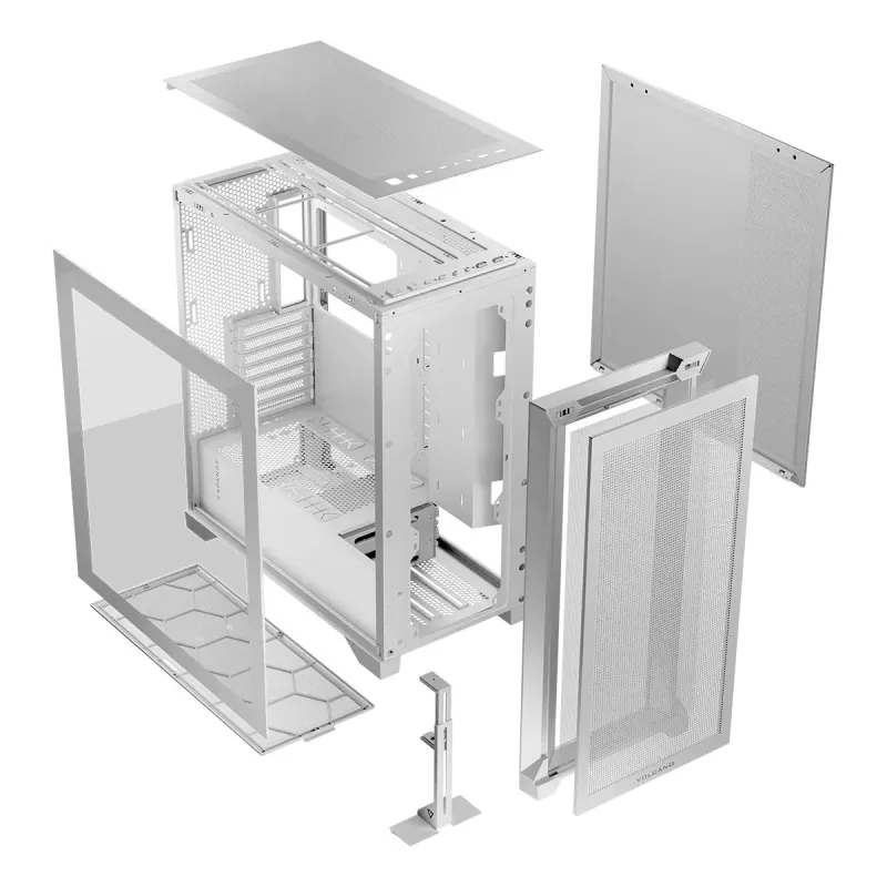 Modecom Volcano Expanse S caja de PC Midi Tower, ATX/micro-ATX/mini-ITX, cristal templado, USB-C, tarjeta gráfica de hasta 430 mm, blanca