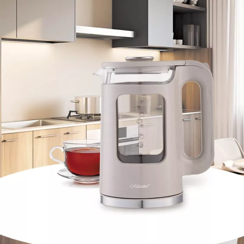 Maestro MR-065-BEIGE hervidor eléctrico 1,7 L, 2200 W, carcasa de cristal, beige