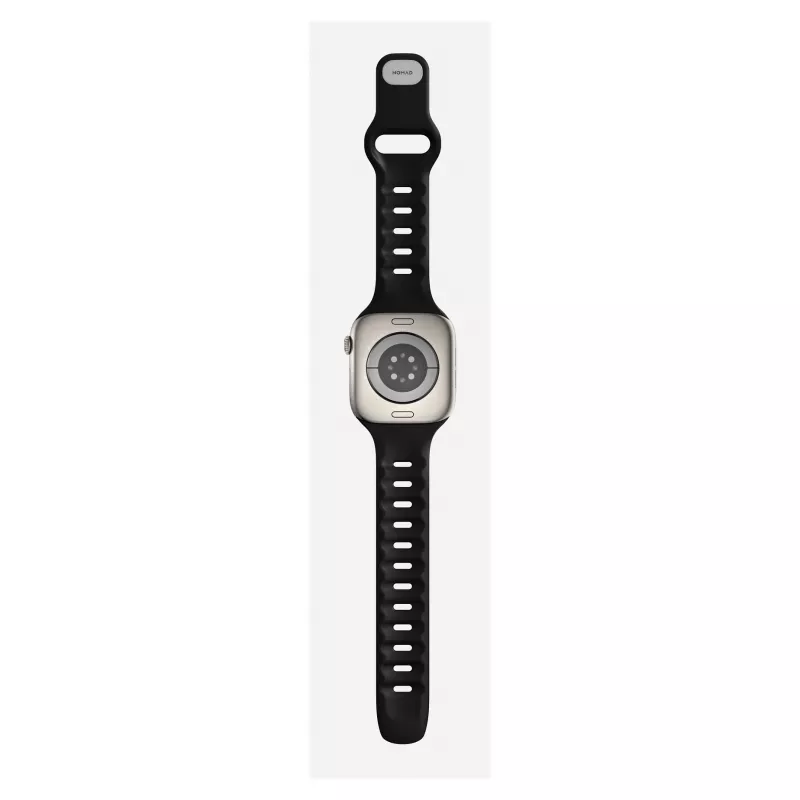 Correa para reloj Nomad Tempo Band negra goma, 18 mm de ancho, compatible con muñecas de 135–175 mm