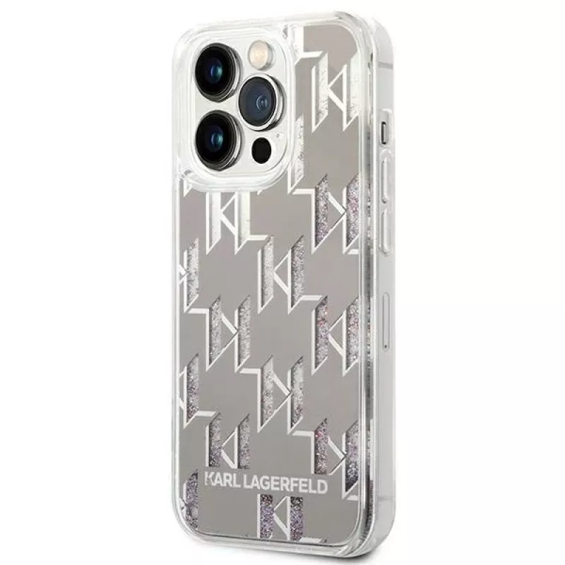 Karl Lagerfeld KLHCP14XLMNMS iPhone 14 Pro Max 6.7 funda rígida plata / plata Liquid Glitter Monogram
