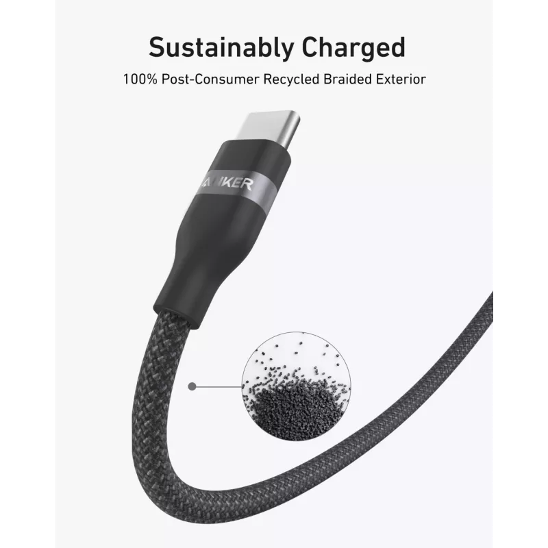 Cable USB-C a USB-C Anker A82E2 — 0,9 m, USB C a USB C, negro