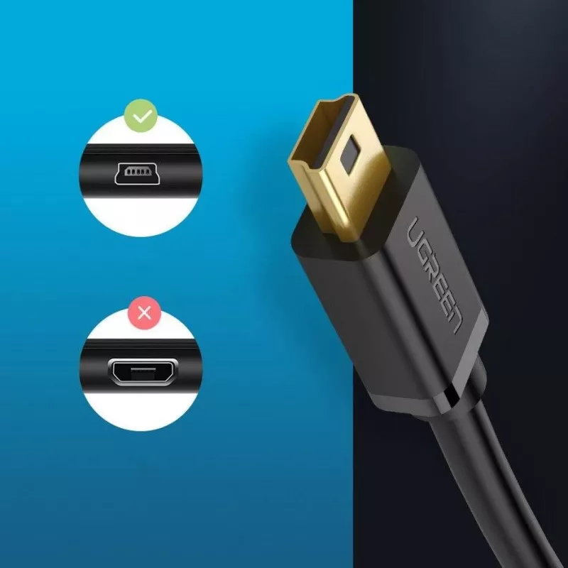 Cable USB UGREEN US132 Mini-USB 1 m — negro, 480 Mbit/s, carga rápida