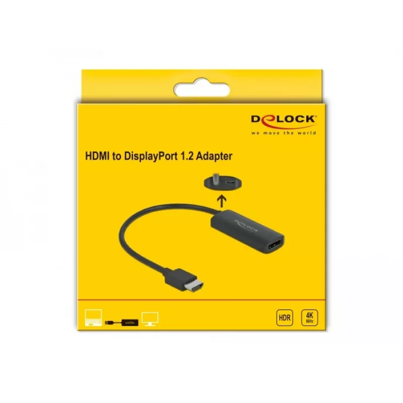 Adaptador HDMI-A macho a DisplayPort hembra 4K 60 Hz DeLOCK 63206