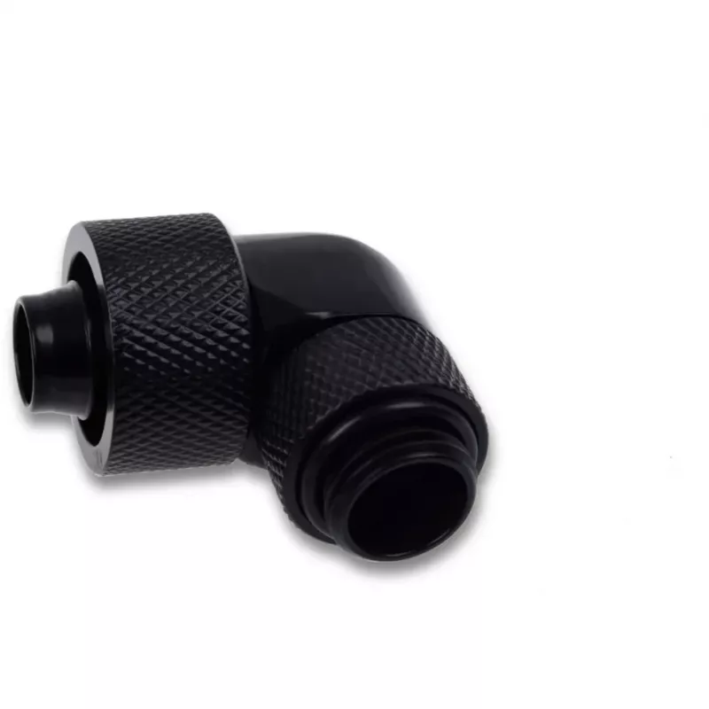 Racor de rosca giratorio 90° para tubo rígido 16/10 mm G1/4, negro, conexión para tubos flexibles (PVC, silicona, neopreno)