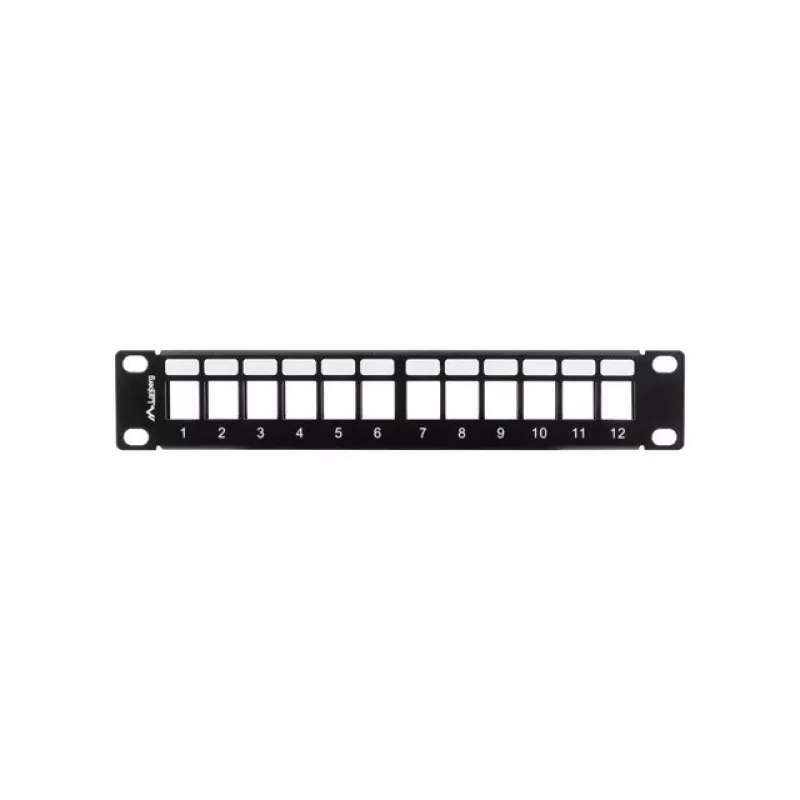 Lanberg PPKS-9112-B Panel de parcheo vacío 12 puertos 1U 10 pulgadas con organizador Keystone, negro