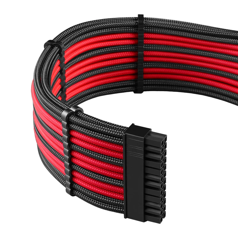 CableMod C-Series PRO RM kit de cables de fuente de alimentación Black Label CM‑PCSR‑16P3KIT‑NKKR‑R — cables modulares de PSU con funda negro-rojo