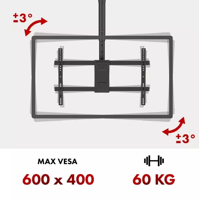 Soporte de TV de techo MACLEAN MC-112B, carga máx. 60 kg, inclinable y orientable