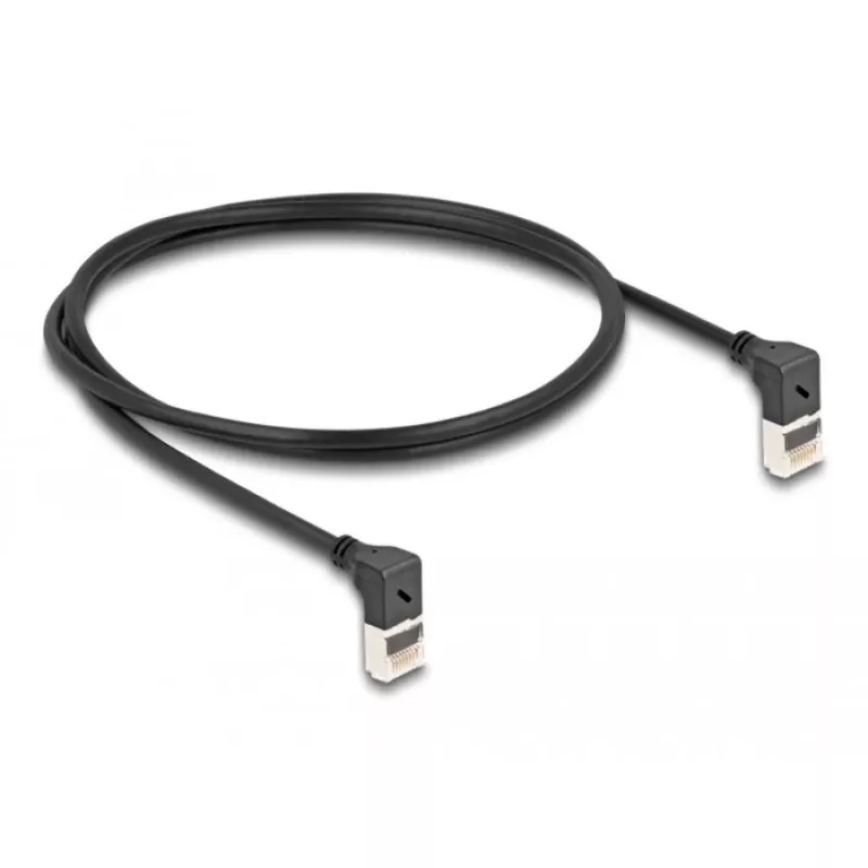 Cable de red DeLOCK RJ45 Cat.6A S/FTP fino 90° hacia arriba 1m negro