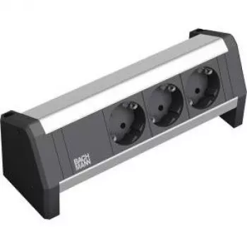 Alargador de corriente Bachmann DESK 1 3 tomas AC para interiores Negro Plata