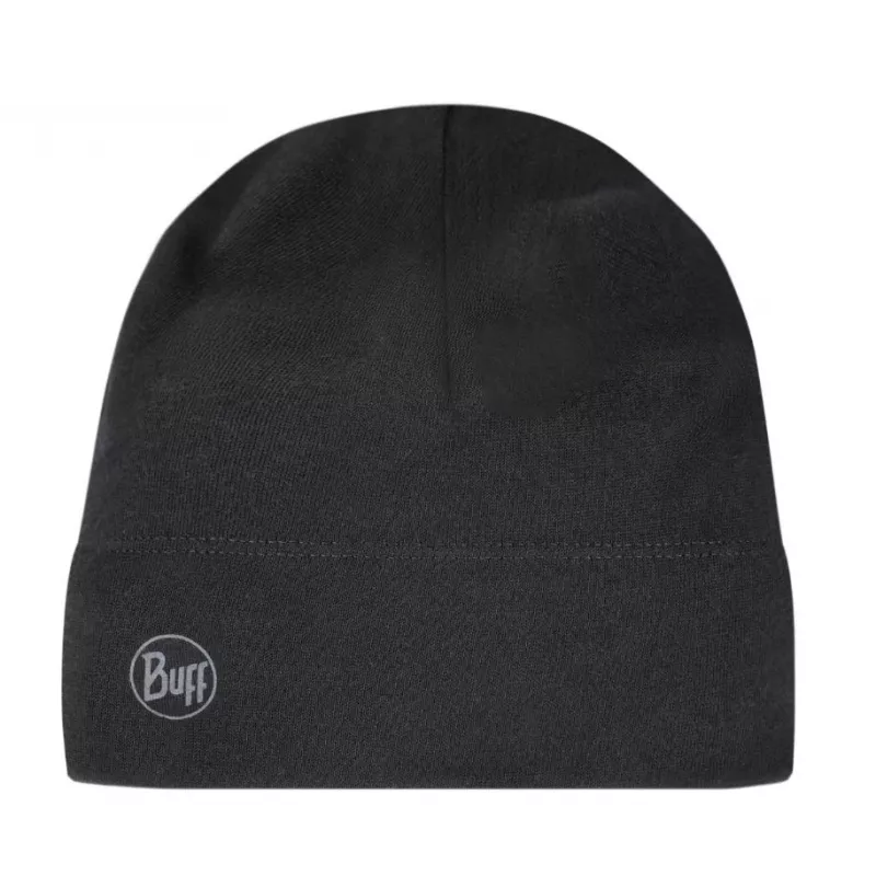 Gorro de punto Buff Merino Midweight — Solid negro, talla única, lana merino, otoño/invierno, deporte