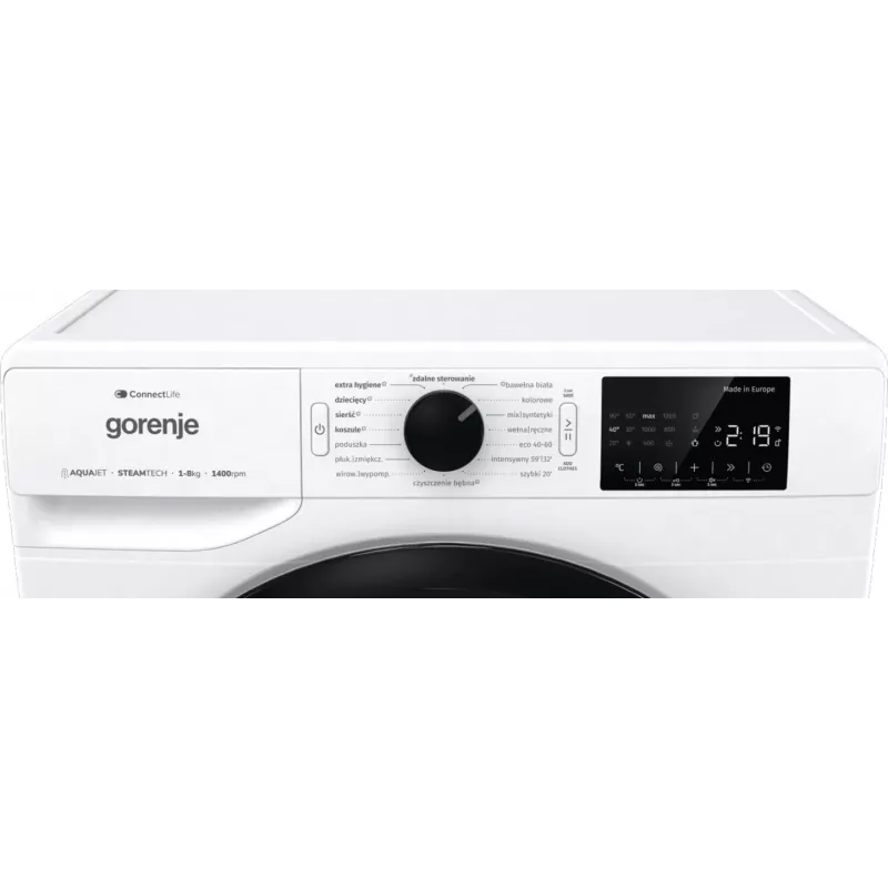 Lavadora de carga frontal Gorenje WPNEI84SASWIFI/PL 8 kg 1400 rpm Wi-Fi blanca, motor inverter