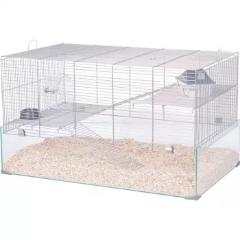Jaula ZOLUX Neolife 80 (modelo 205664GRI) para ratones y ratas — 780×450×480 mm, plástico, separación entre barrotes 9 mm, incluye comedero, gris