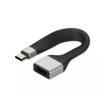 ROLINE cable de silicona USB 3.2 Gen 2, C-A, ST/BU, 10Gbit/s, Emark, negro, 11 cm (11.02.9016)