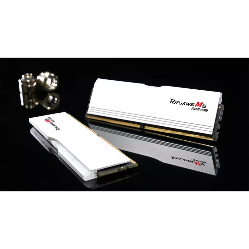 DIMM 64 GB DDR5-6000 (2x 32 GB) Dual-Kit, memoria blanca, F5-6000J2836G32GX2-RM5NRW, Ripjaws M5 Neo RGB, AMD EXPO