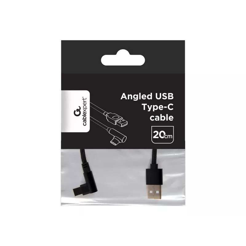 Cable USB 2.0 a USB-C en ángulo / CC-USB2-AMCML-0,2M GEMBIRD