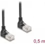Cable de red DeLOCK RJ45 Cat.6A S/FTP fino 90° hacia abajo 0,5 m negro