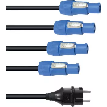 Cable de alimentación EUROLITE P-Con 1-4 3x2,5mm² — cable divisor de alimentación para suministrar corriente a varios dispositivos