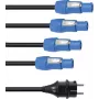 Cable de alimentación EUROLITE P-Con 1-4 3x2,5mm² — cable divisor de alimentación para suministrar corriente a varios dispositivos