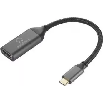 Cable adaptador HDMI conector macho USB-C 15 cm negro RF-5234038 apantallamiento trenzado (RF-5234038)