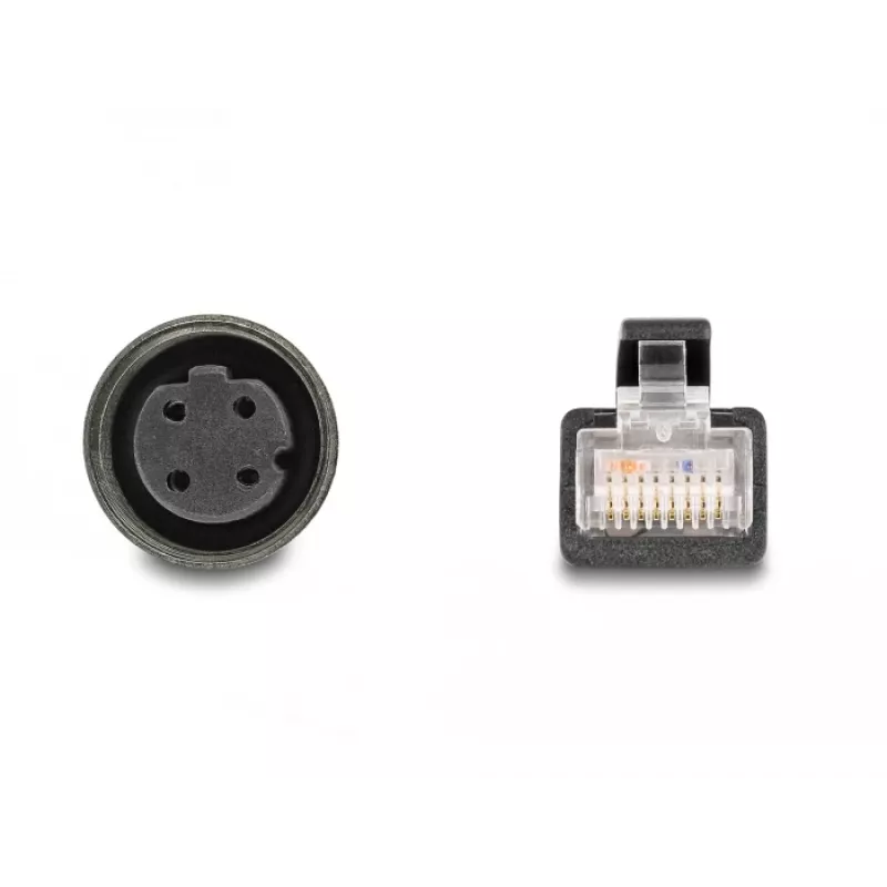Cable adaptador M12 DeLOCK codificación D 4 polos hembra a RJ45 macho 50 cm