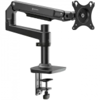 Soporte de escritorio para monitor ONKRON MS75-B para pantallas de 43,2–96,5 cm (17–38 pulgadas), pinza/pasacables de mesa, hasta 11 kg, VESA 75×75–100×100, altura ajustable, giratorio e inclinable