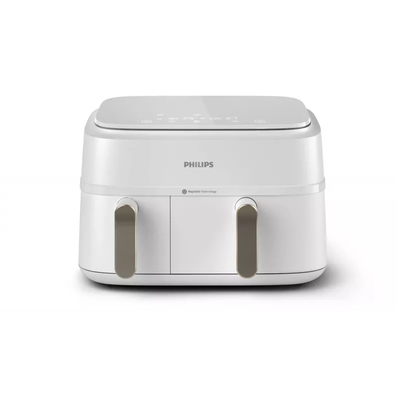 Freidora Philips serie 3000 NA353/10 doble 9 L de pie 2750 W freidora de aire plata, blanco